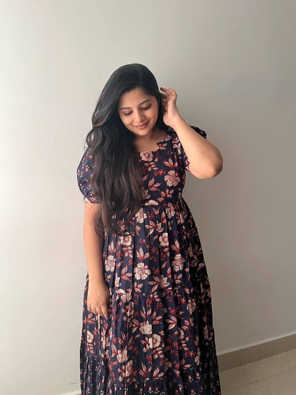 Floral Printed Maxi dress - Red